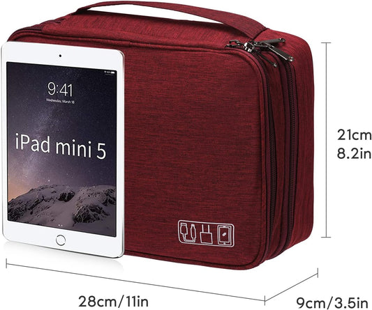 Electronics Organizer, OrgaWise Electronic Accessories Bag Travel Cable Organizer Three-Layer for iPad Mini, Kindle, Hard Drives, Cables, Chargers