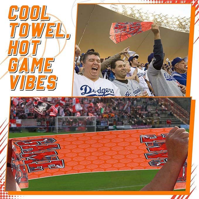 12 Pcs Basketball Game Day Accessories Basketball Cooling Towels Ball Team Gift Microfiber Breathable Chilly Towel 35" x 15" Sports Soft Ice Towel for Coach Training