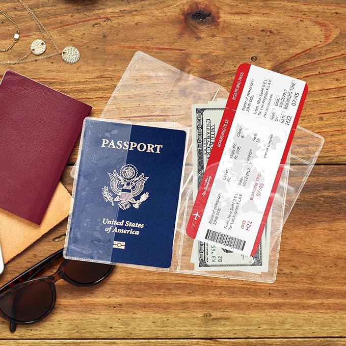 Clear Passport Protector Holder Waterproof Plastic Passport Cover Vinyl ID Protector for Travel Document Credit Card (7 Pack)