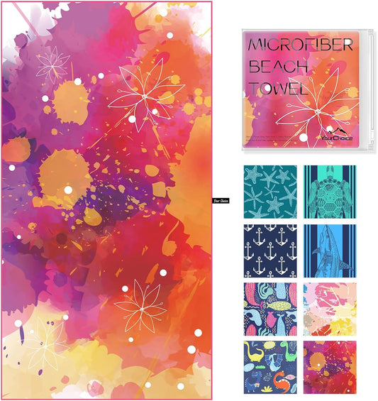 Your Choice Microfiber Quick Dry Sand-Free Beach Towel for Adults & Kids (67x35 Inch, 60x30 Inch) - Oversized, Compact, Lightweight, Absorben