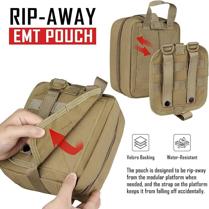 LIVANS 1000D First Aid Bag Empty Medical Ifak Pouch Molle EMT Pouches Rip-Away Tactical Military Trauma Emergency Medic Bag