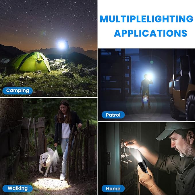 Flashlight Rechargeable 99,000 High Lumens - 3 Pack Bright LED Flash Light with 5 Modes, Handheld Waterproof Linterna for Camping, Home, Outdoor