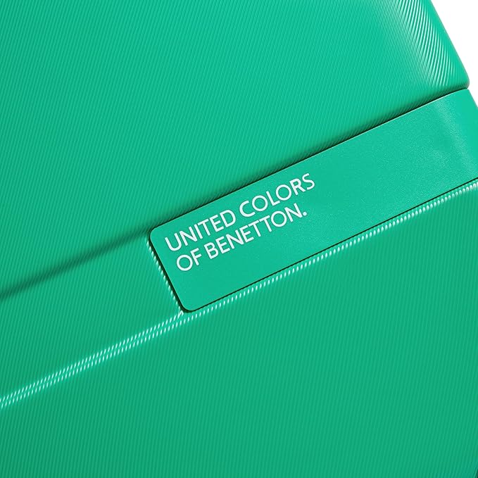 United Colors of Benetton Now! Hardside Luggage with Spinner Wheels, Green, Checked-Large 27 Inch