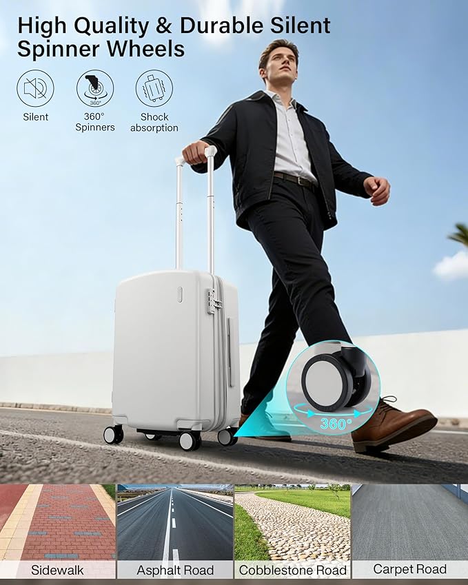 Hanke Expandable 28 Inch Luggage with Spinner Wheels, Hard Shell Large Suitcases with Wheels Checked Luggage for Travel, Rolling Suitcase for Woman & Men with TSA Lock(Smoke White)