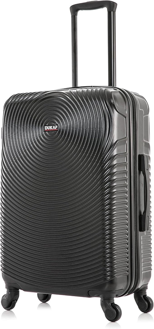 DUKAP INCEPTION Luggage with Spinner Wheels | Durable Lightweight Hardside Suitcase, Travel Bag with Handle and Trolley, 24-Inch Medium Checked Luggage | Black