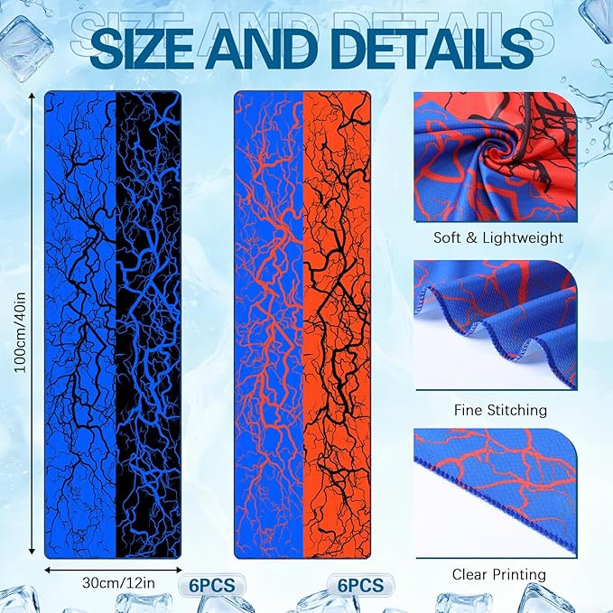 12 Pcs Cooling Towels for Neck and Face 40"x12" Soft Breathable Chilly Towel Ice Sport Microfiber Sweat Rag for Yoga Running Sport Gym Workout Camping Fitness Party Favors Team Gift