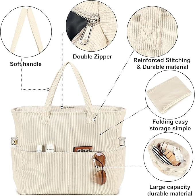 Bluboon Beach Bags for Women, Large Waterproof Tote Bag With Wet Compartment for Pool Weekender Travel Gym