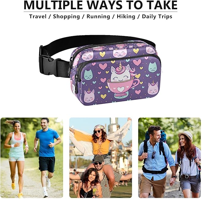 Kawaii Cup Unicorn Fanny Pack for Women Men Water Resistant Fashion Waist Packs with Adjustable Strap Belt Bag for Travel Workout Jogging Hiking 21219144