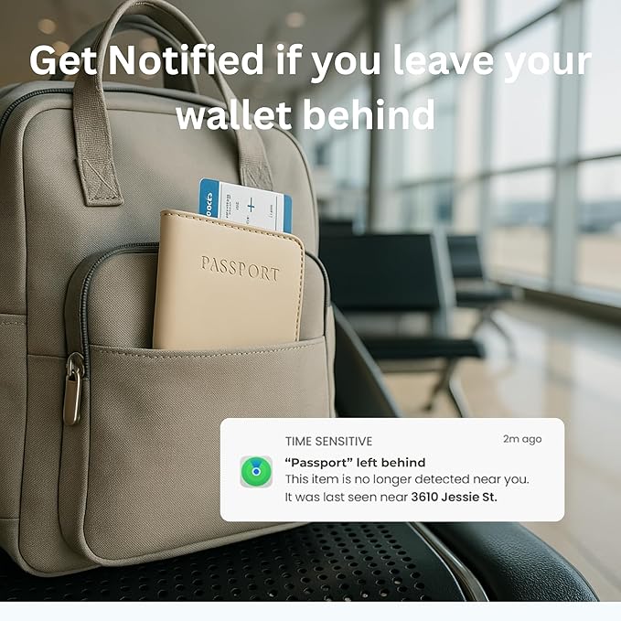 Smart Passport Holder with Built-in Wireless Tracker – MFi Certified – Compatible with Apple Find My – Travel Wallet with Card Slots, Boarding Pass Pocket & SIM Storage – PU Leather (Milky White)