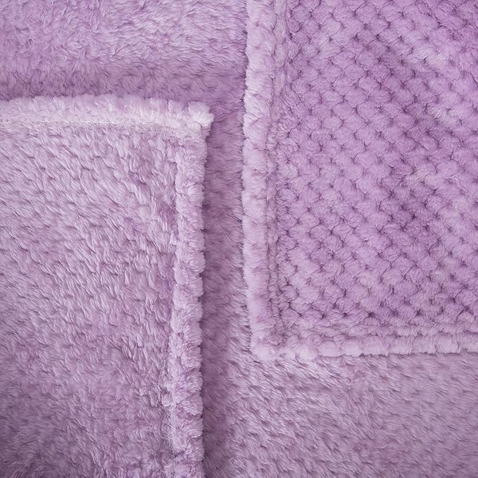 Fuzzy Throw Blanket, Plush Fleece Blankets for Adults, Toddler, Boys and Girls, Warm Soft Blankets and Throws for Bed, Couch, Sofa, Travel and Outdoor, Camping (Queen(80"x90"), XXL-Lavender)