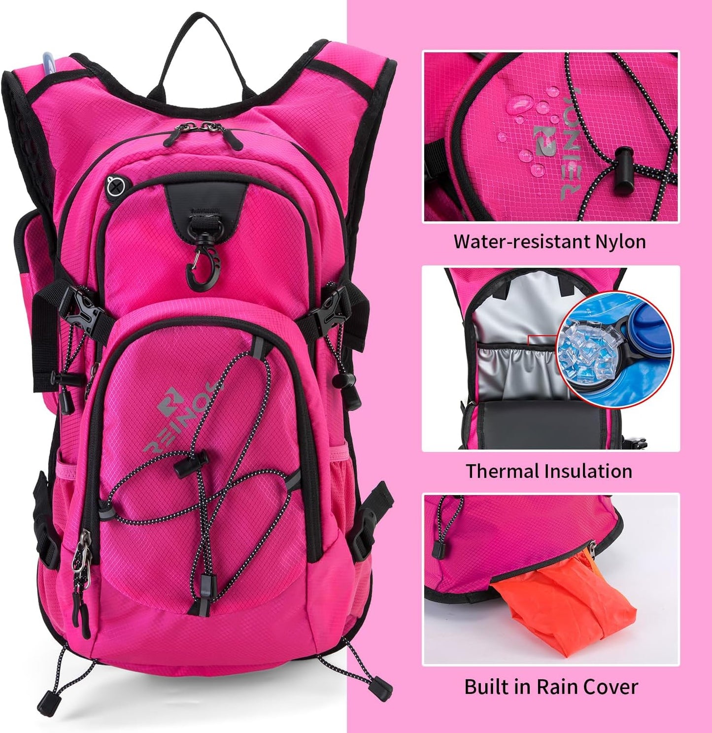 Hydration Backpack Pack with 2L Water Bladder 18L Hiking Backpack Women Men Lightweight Hydropack Insulated Daypack for Biking, Running, Festival
