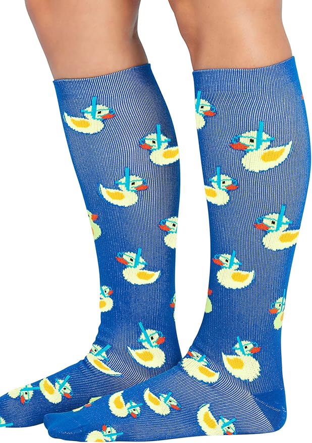 Cherokee Women's 10-15mmHg Compression Socks – Fun Print Knee Highs with Light Support, Soft Feel - PRINTSUPPORT