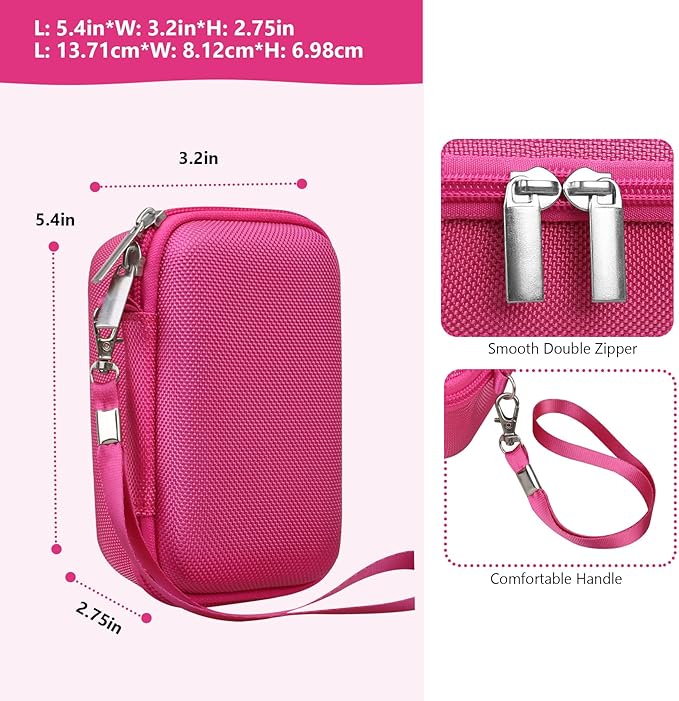 Hard Travel Case for Sony ZV-1F / ZV-1 / ZV-1 II Digital Camera, Storage Holder Travel Bag with Zipper Mesh Pocket for Battery Pack, Charging Cable, USB Card, Rosered