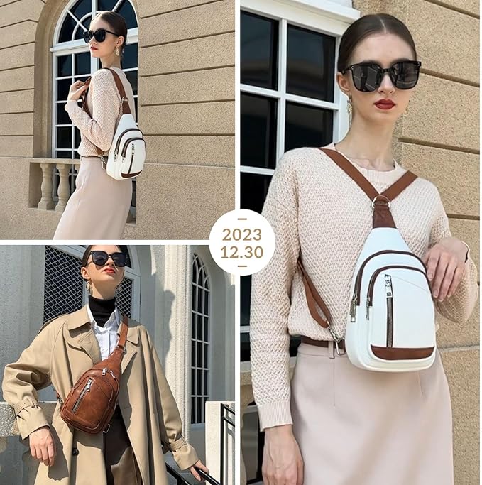 MYHOZEE Small Diaper Bag Crossbody Sling Purse for Women - 2 in 1 Leather Backpack with 2 Straps for Short Trips Work Daily | Mini diaper bag, Instant Wipes pocket, Adjustable Straps, Credit card slot, Moms and dads, Reusable Wipe pouchs