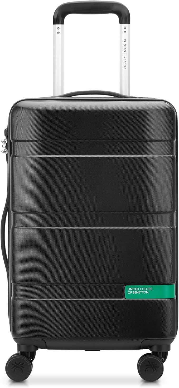United Colors of Benetton Now! Hardside Luggage with Spinner Wheels, Black, Carry-On 19 Inch