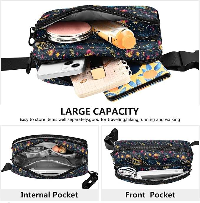 Cute Space Planet Fanny Pack for Women Men Water Resistant Fashion Waist Packs with Adjustable Strap Belt Bag for Travel Workout Jogging Hiking 21220128