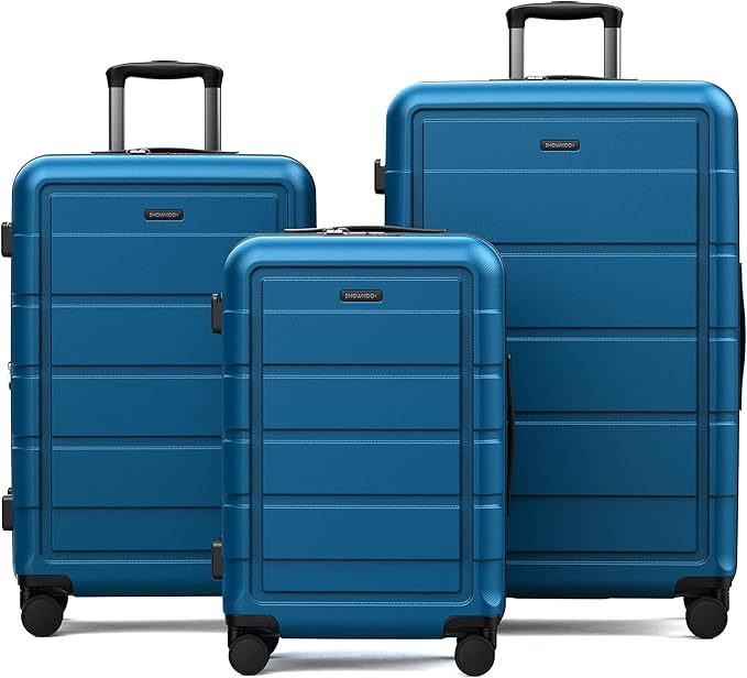 SHOWKOO Full PC Hardshell Luggage Sets, 20/24/28 In Suitcase with TSA Lock & Spinner Wheels, Lightweight Durable Travel Luggage