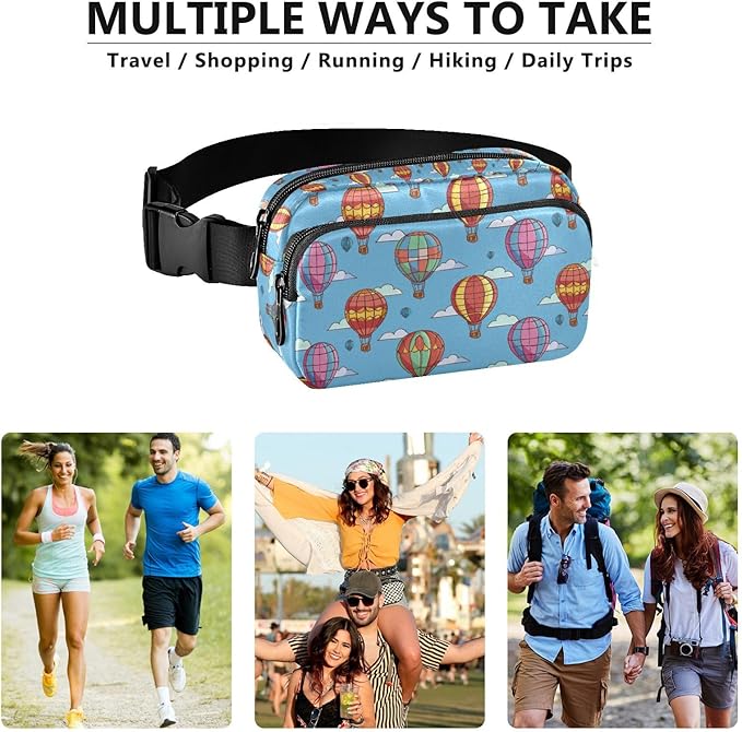 Colorful Hot Air Balloons Fanny Pack for Women Men Water Resistant Fashion Waist Packs with Adjustable Strap Belt Bag for Travel Workout Jogging Hiking 21219154