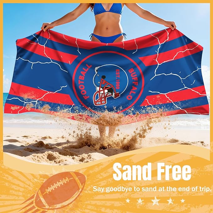 Football Fan Thin Lightweight Microfiber Beach Towel Themed Men Women Stuff Team Oversized Boyfriend Father Friend Christmas Xmas Gag Cool Personalized Unique Gift