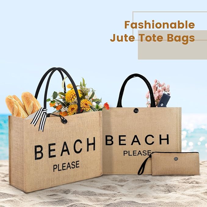 Trifabricy Beach Bag for Women, Woven Straw Beach Tote Bag Waterproof, Weaving Swim Gym Shopping Travel Bags with Button