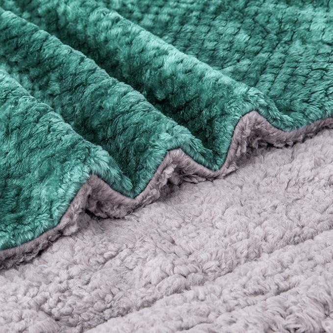 Fuzzy Sherpa Reversible Blanket for Baby, Soft Warm Cozy Coral Fleece Toddler, Infant or Newborn Reversible Blanket for Crib, Stroller, Travel, 40”×60”, Black Green
