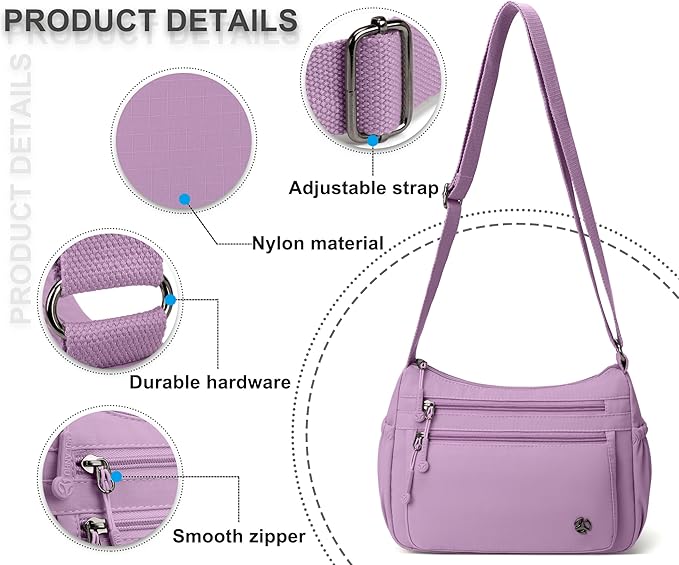 Casual Crossbody Bag with Anti Theft Pocket - Women Lightweight Water-Resistant Purse Bag
