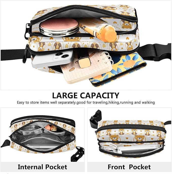 Kawaii Bear Heart Fanny Pack for Women Men Water Resistant Fashion Waist Packs with Adjustable Strap Belt Bag for Travel Workout Jogging Hiking 21219371