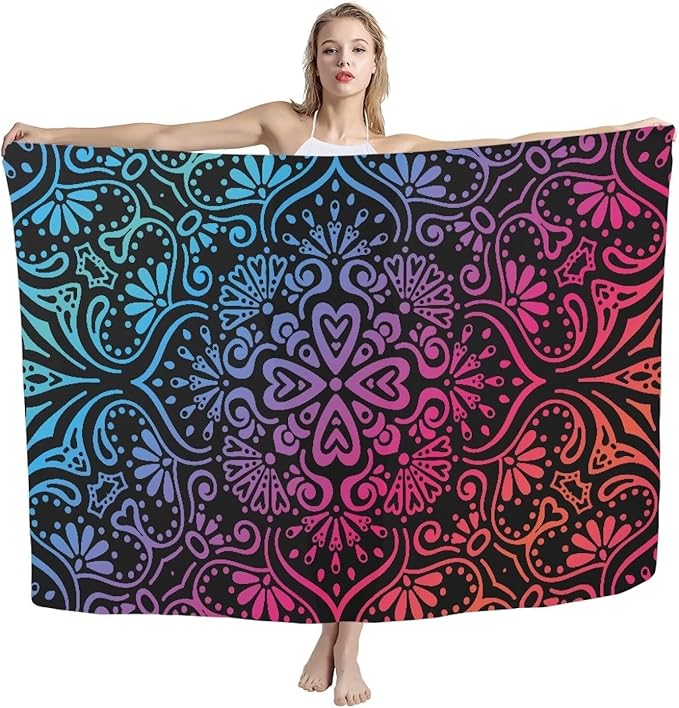Boho Gradient Color Print Beach Towel - Quick Dry Microfiber Beach Towel 79x56 Inches Sandproof Pool Towels, Thin Lightweight Compact for Travel Swimming Bath for Women Men (Size M)