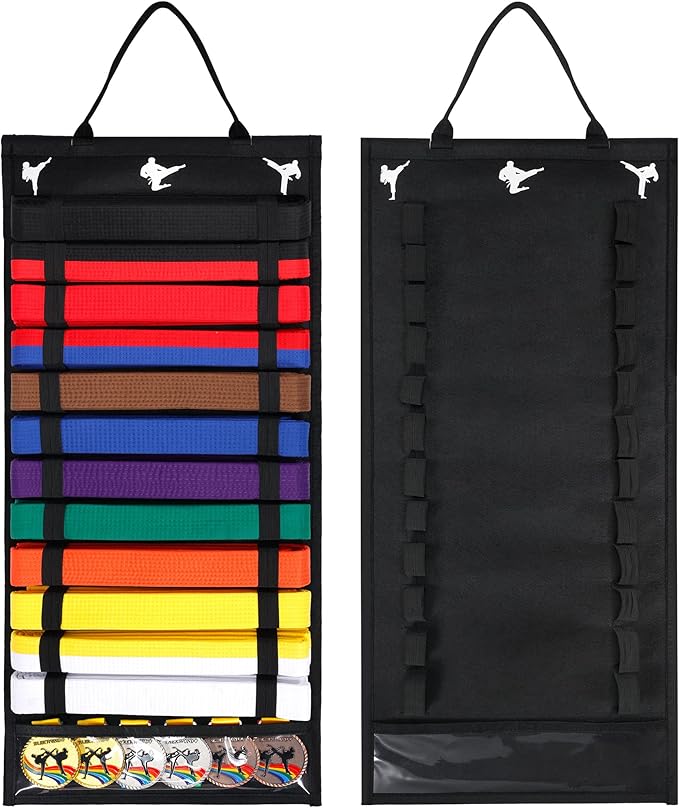 12 Belts Karate Belt Display Rack, Felt Taekwondo Belt Display, Martial Art Belt Display Holder for Martial Art Learner