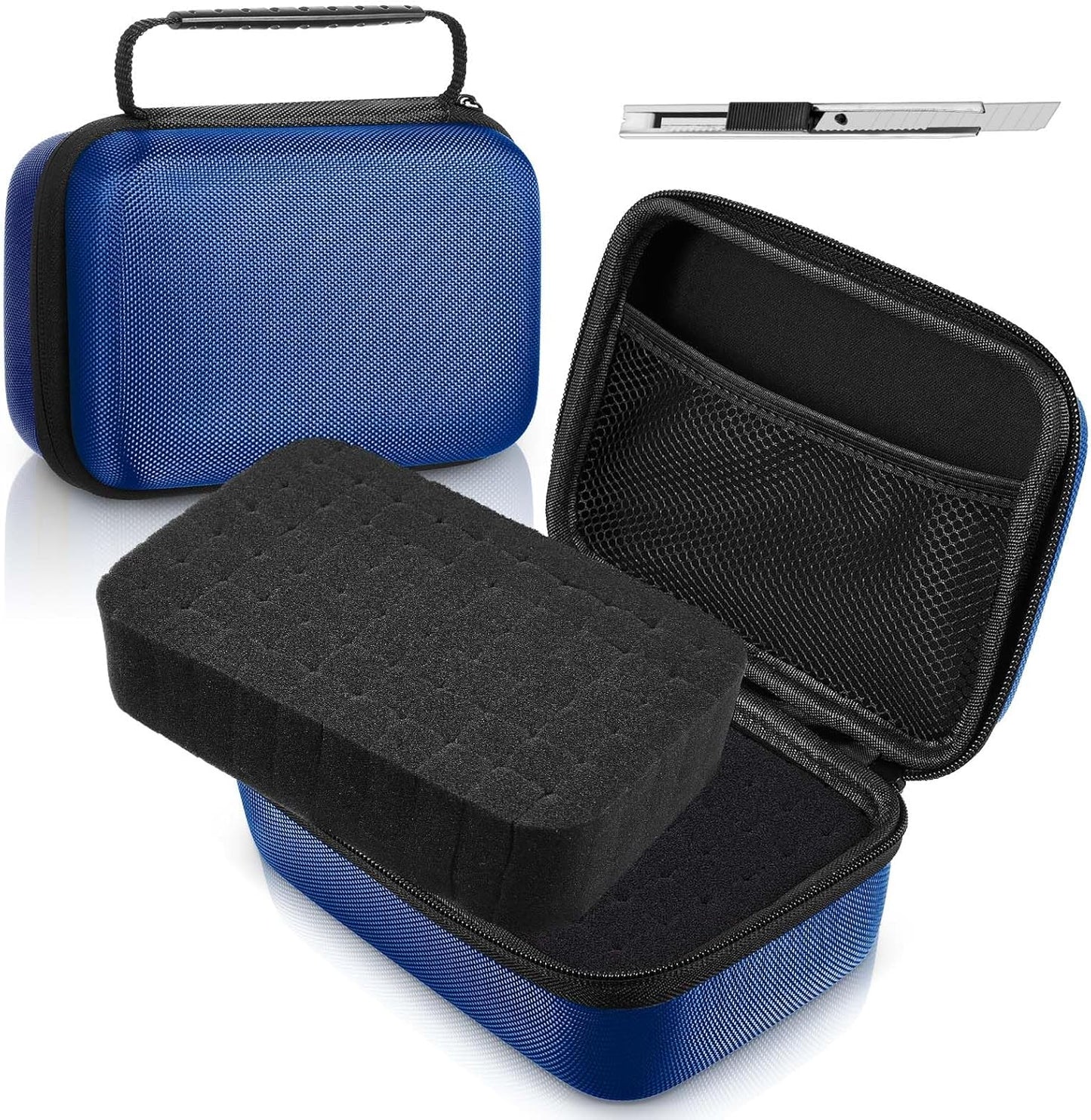 EVA Hard Case with Customizable Foam Protective EVA Carrying Case Shockproof Outdoor for Camera, Digital Products, Electronic Instruments with Knife(Blue,12.6 x 12.2 x 3.5 Inch)