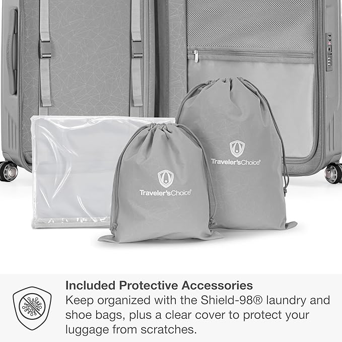 Traveler's Choice Ultimax II Polycarbonate Hardside Luggage with Spinner Wheels, Slate Gray, 29-Inch Large Luggage