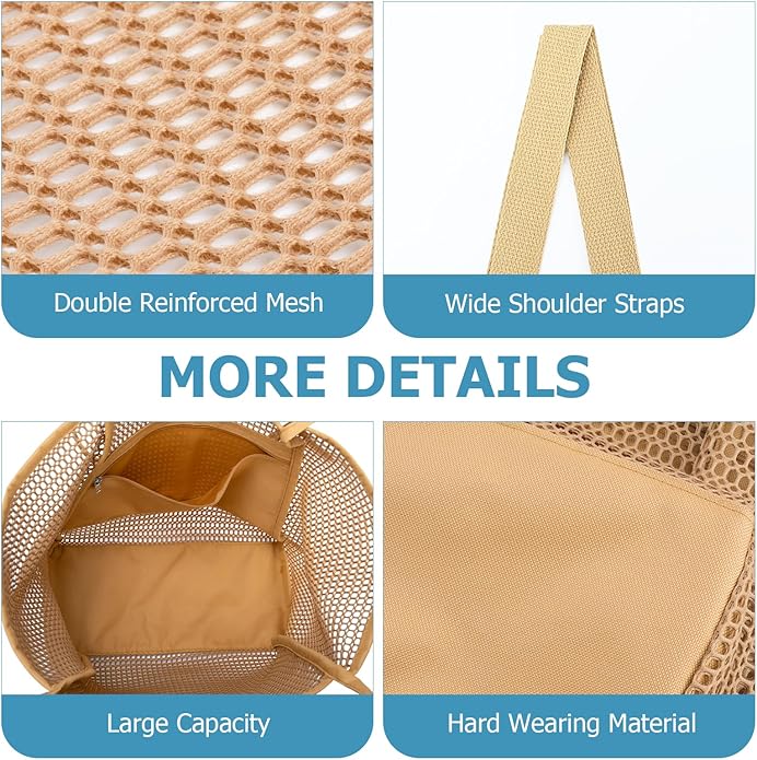 Iioscre Beach Bag for Women, Causal Hobo Pool Bags with Zipper Inner Pocket, Foldable Swim Tote Bag for Vacation Essentials
