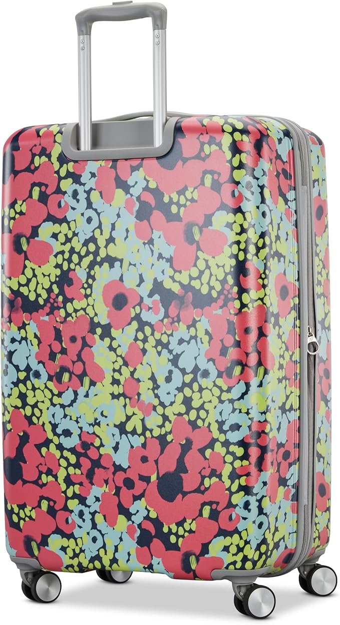 American Tourister Moonlight II Hardside Expandable Luggage with Spinner Wheels, Poppy Pattern, Large Checked Suitcase 28-Inch