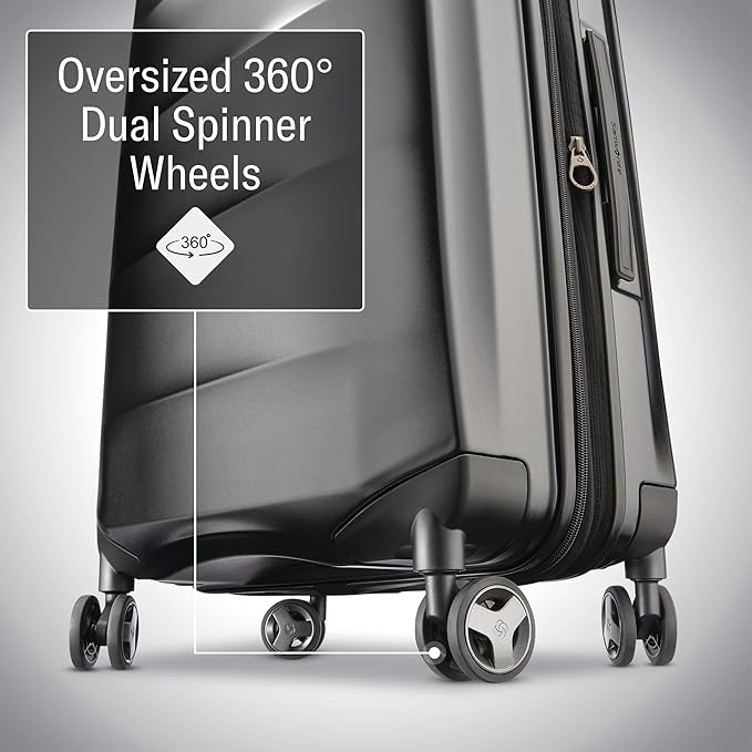 Samsonite Octiv Lightweight Hardshell 3-Piece Luggage Set (20/24/28) - Durable & Impact Resistant, 360° Aero Trac Spinner Wheels, Adjustable Telescopic Handle, Expandable, TSA Approved Lock - Black