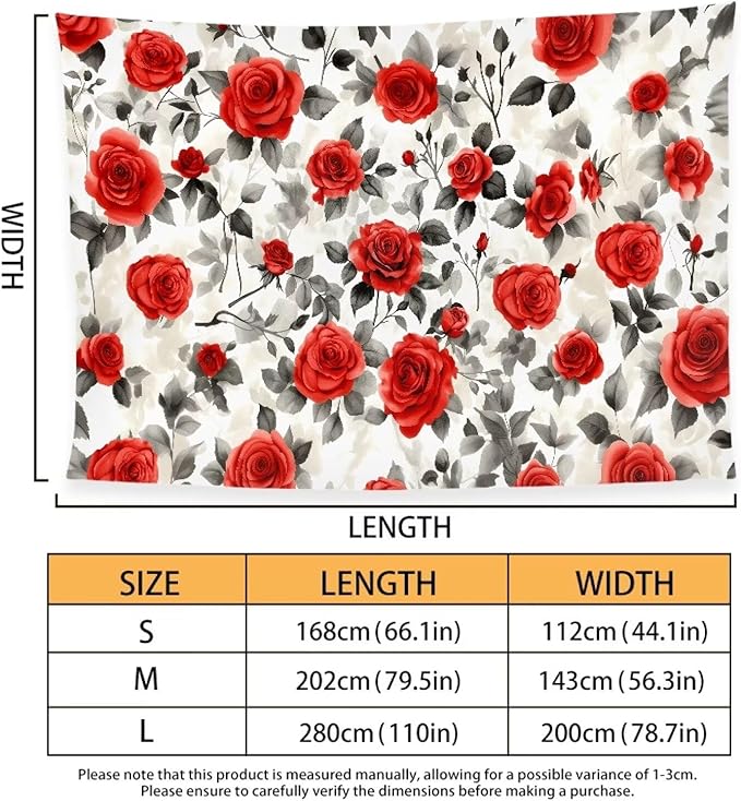 Vintage Red Rose Floral Print Woven Thin Lightweight Beach Towel Sand Free Quick Dry Absorbent Towels for Swimming Pool Beach Accessories Easy Pack Travel Things for Vacation Adult Gift M