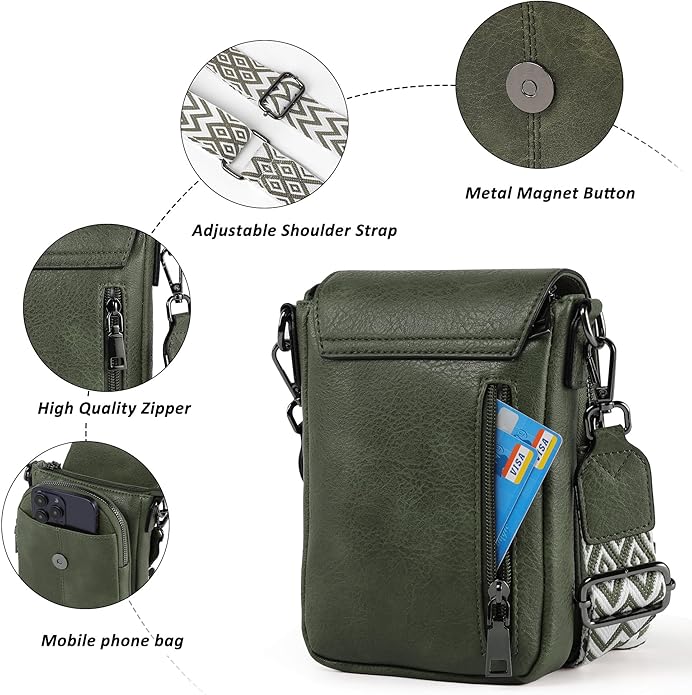 TANTOMI Small Crossbody Bags for Women, Small Purses with Card Slots Phone Purse Wide Adjustable Strap