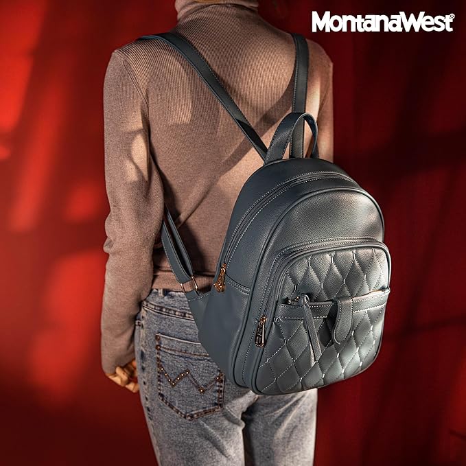 Montana West 3Pcs Anti Theft Backpack Purse for Women Small Quilted Backpack Set