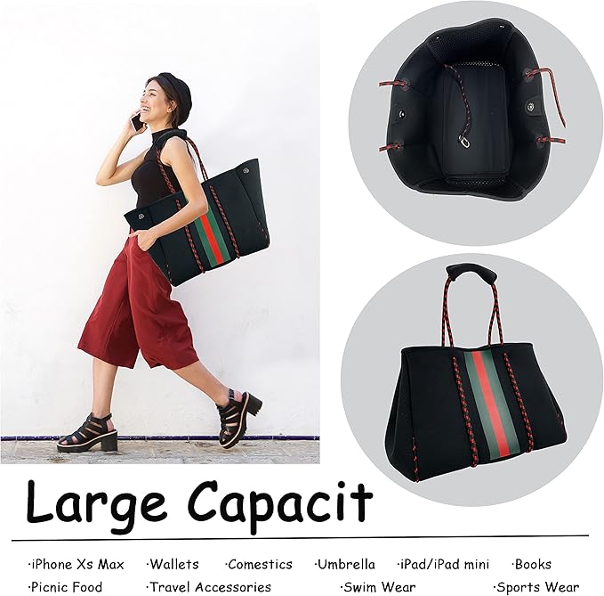 QOGiR Neoprene Multipurpose Beach Bag Tote with Inner Zipper Pocket … … … …