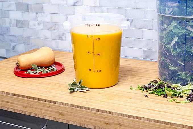 Carlisle FoodService Products Storplus Round Food Storage Container with Stackable Design for Catering, Buffets, Restaurants, Polypropylene (Pp), 8 Quart, Clear