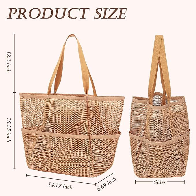 Beach Bag for Women with Outer Pocket, Waterproof Large Tote Bag for Cruise Essentials