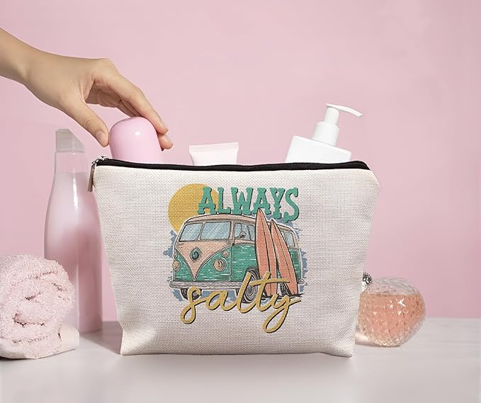 Retro Hippie Beach Makeup Bag - Summer Gifts for Women, Cosmetic Bag for Purse