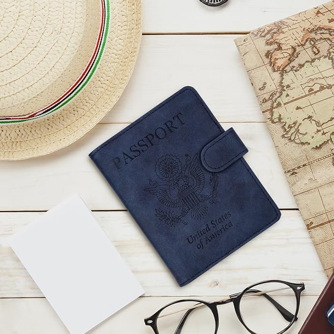 WALNEW Passport Holder Cover Case RFID Passport Travel Wallet, Navy Blue