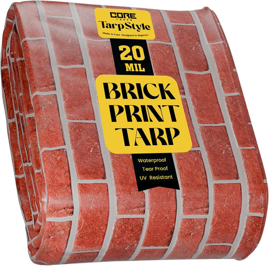 Core Tarps Extreme Heavy Duty 20 Mil Tarp Cover, Waterproof, UV Resistant, Rip and Tear Proof, Poly Tarpaulin with Reinforced Edges for Roof, Camping, Patio, Pool, Boat (Bricks/Black 24′ X 24′)