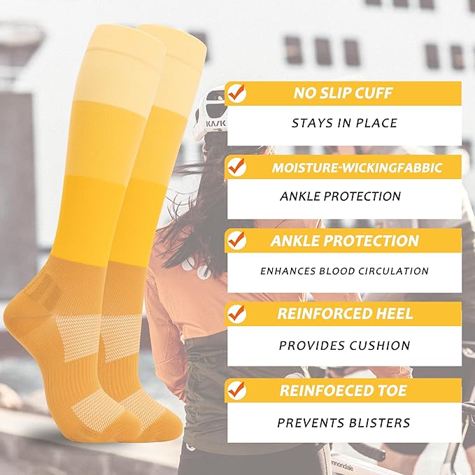 fenglaoda 3 Pairs Compression Socks for Women & Men Knee High Nurse Pregnant Cute Medical Running Travel Athletic
