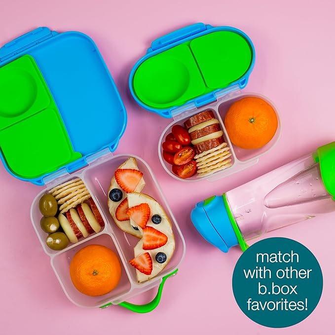 b.box Snack Box - Leakproof Mini Bento Box for Kids & Toddlers, 2 Compartment Snack Containers for Kids, Lunch Containers, Dishwasher Safe, BPA Free, PFAS Free, Ages 4m+, 1 3/4 Cup - Chill Out