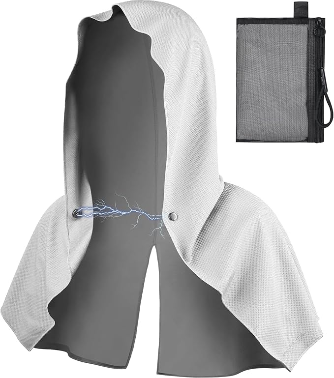 Cooling Hoodie Towel Magnetic Lock Towels for Neck and Face UV Protection, Moisture-Wicking for Camping Gym and Yoga