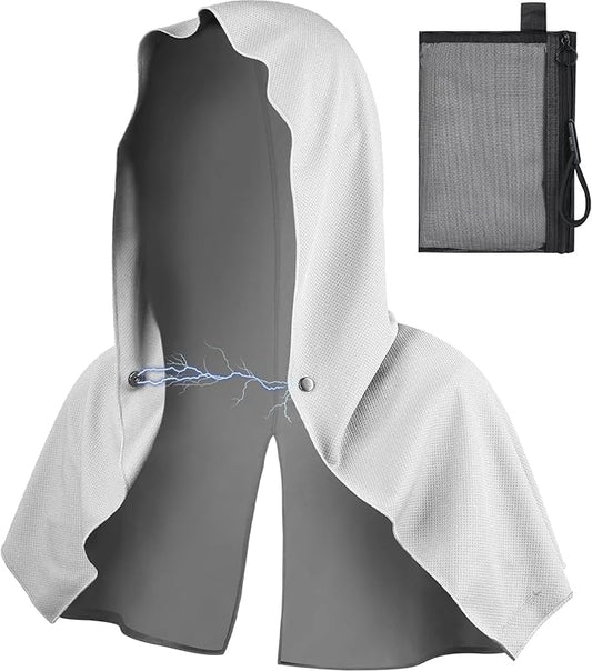 Cooling Hoodie Towel Magnetic Lock Towels for Neck and Face UV Protection, Moisture-Wicking for Camping Gym and Yoga