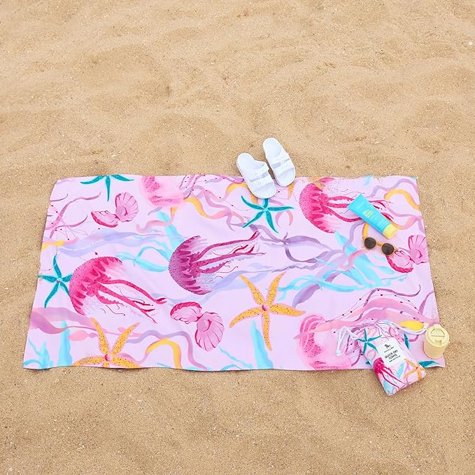 Dock & Bay Kid's Towel - Quick Dry, Sand Free - Compact, Lightweight - 100% Recycled - Includes Bag - Ready for This Jelly - Large (160x90cm, 63x35)