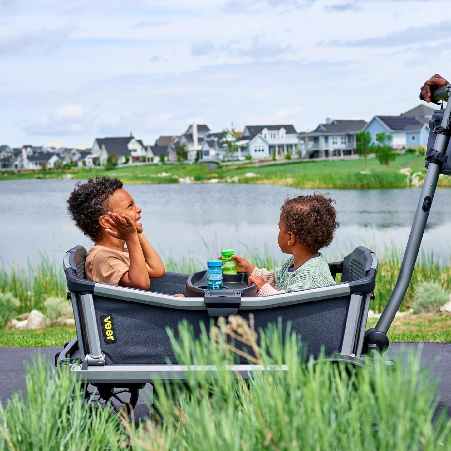 Veer Cruiser City | Premium Urban Wagon Stroller for Babies, Toddlers, and Kids | Traditional Stroller Push Steering | JPMA Certified | Lightweight and Collapsible | 2 Seater