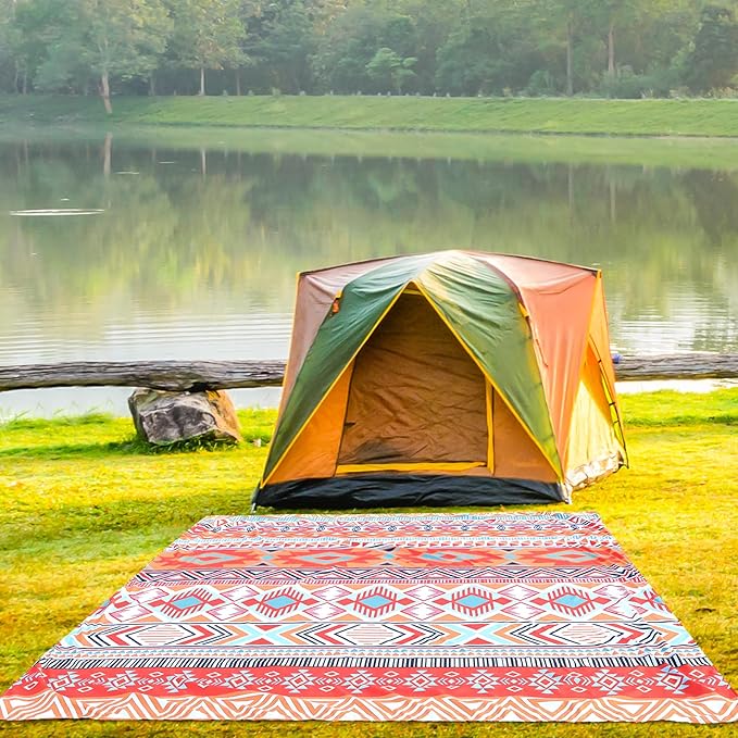 Beach Blanket Waterproof Sandproof Beach Mat 79" X 83"/10'x9'for 2-8 Adults Quick Drying Outdoor Picnic Mat Beach Accessories for Travel, Camping, Hiking